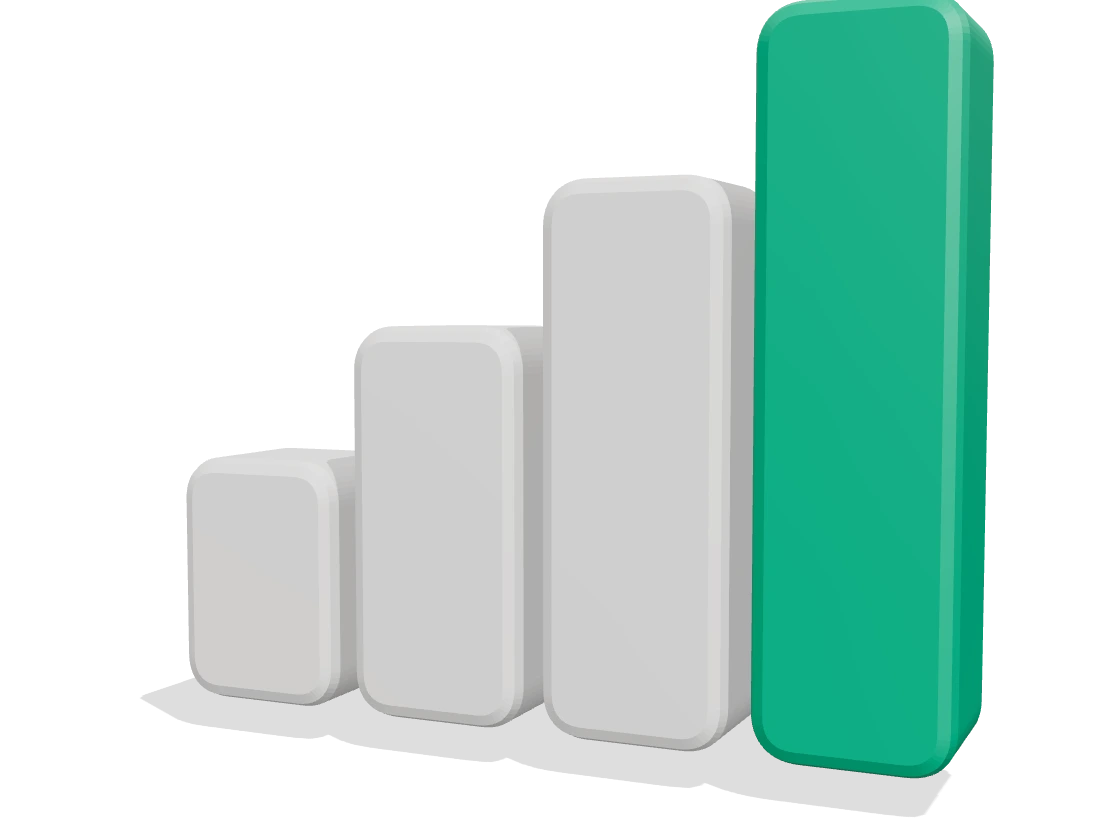 Four rounded bars stepping upward, the tallest in the hub accent colour