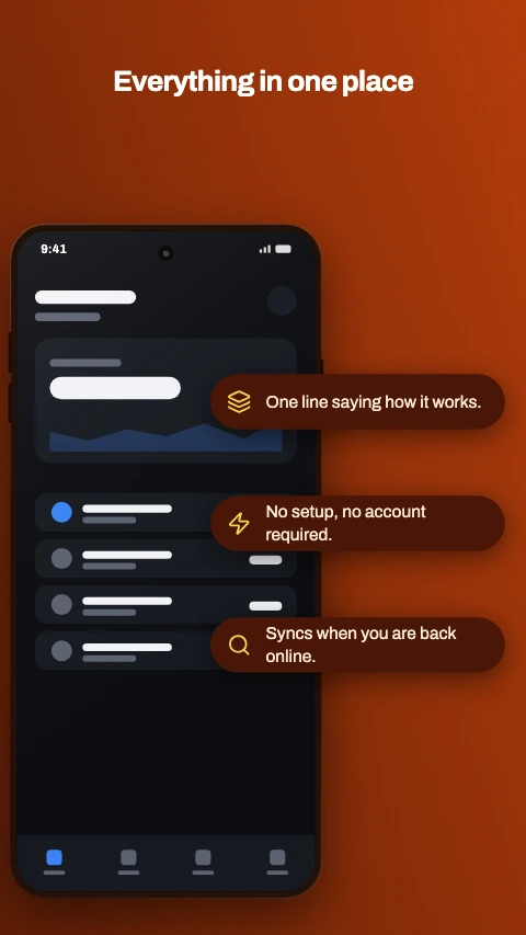 Callout stack app store screenshot template - Three labelled chips down the side of the device.