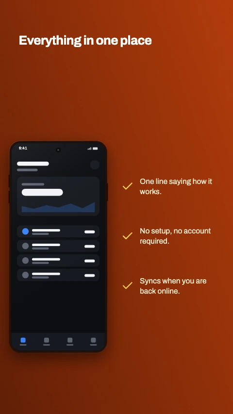 Checklist app store screenshot template - The phone on one side, three ticked lines on the other.