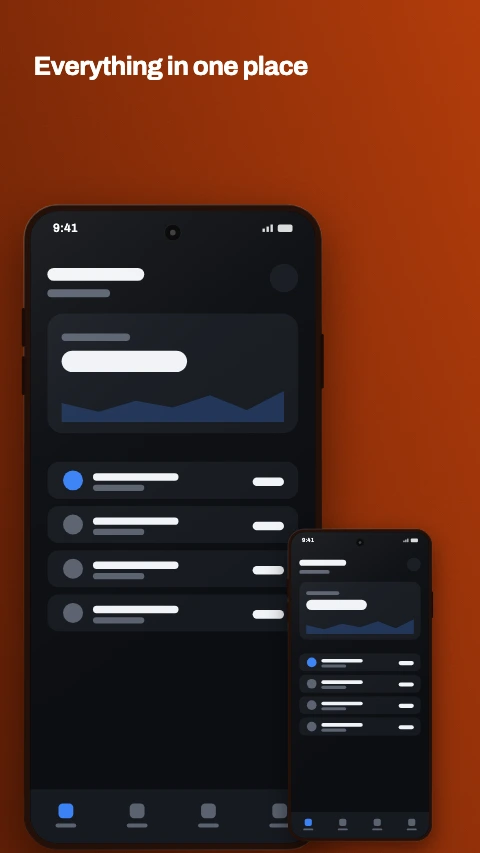 Hero and inset app store screenshot template - One phone large, a second small one cutting across its corner.