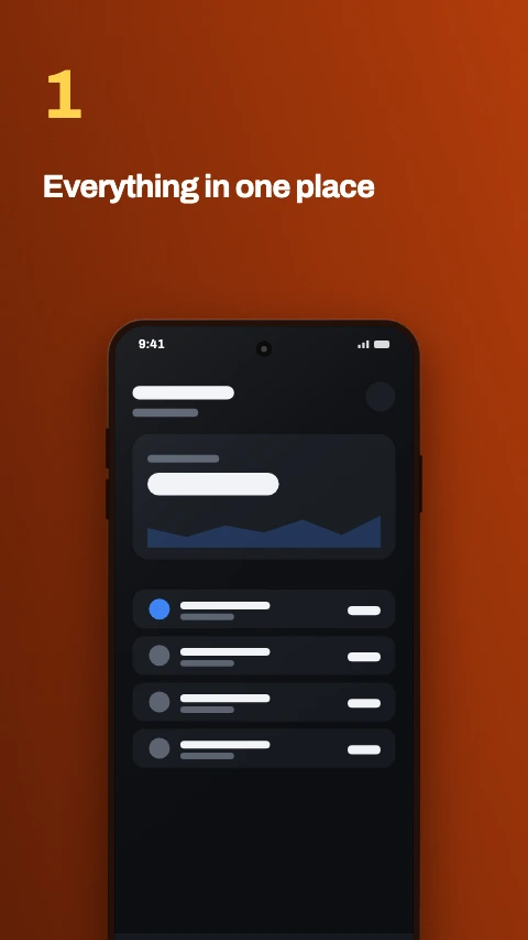 Numbered step app store screenshot template - A large numeral, then the caption. Reads as a walkthrough.