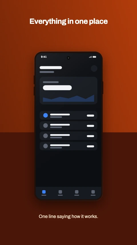 Split panel app store screenshot template - A panel across the lower half, device straddling the join.