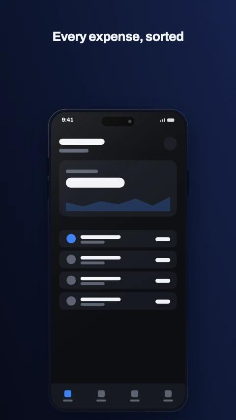 The Midnight colour theme on an app screenshot - Deep navy and a champagne accent. Reads as trust, so: finance.
